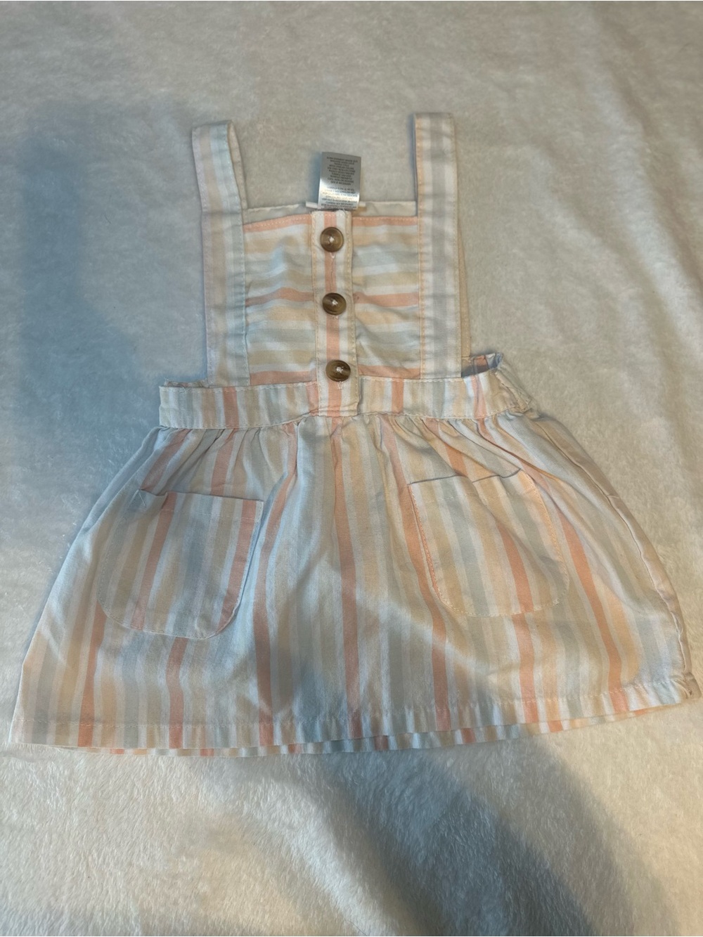 Nicole Miller Girls' Striped Cream & Pink Overall Skirt